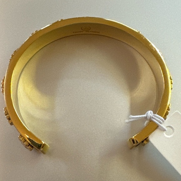 Tory Burch NWT Kira Black Enamel & Gold-Toned Cuff Bracelet - Picture 11 of 12